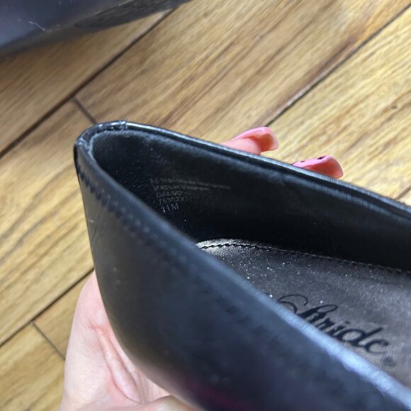 LifeStride Black Faux Leather Square Toe Buckle Wedge Heels - Picture 6 of 6